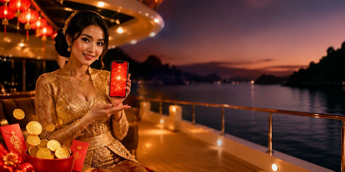 Amplop merah bonus di pasar malam melambangkan reward eksklusif bagi pengguna setia platform