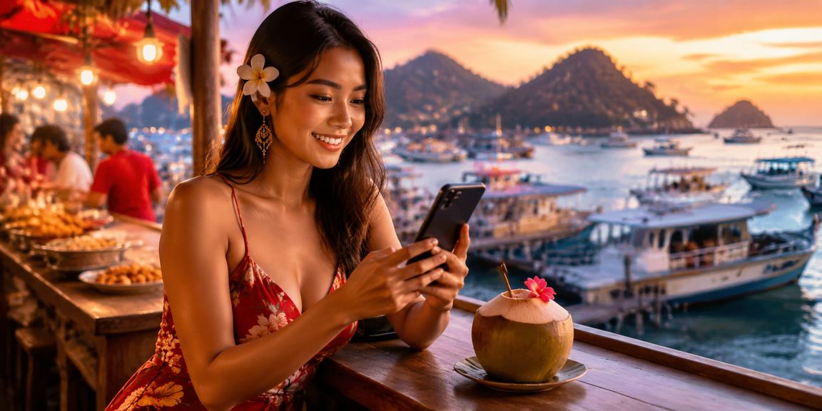 Pengguna perempuan Indonesia mengakses casino mobile dengan ekspresi puas dan percaya diri